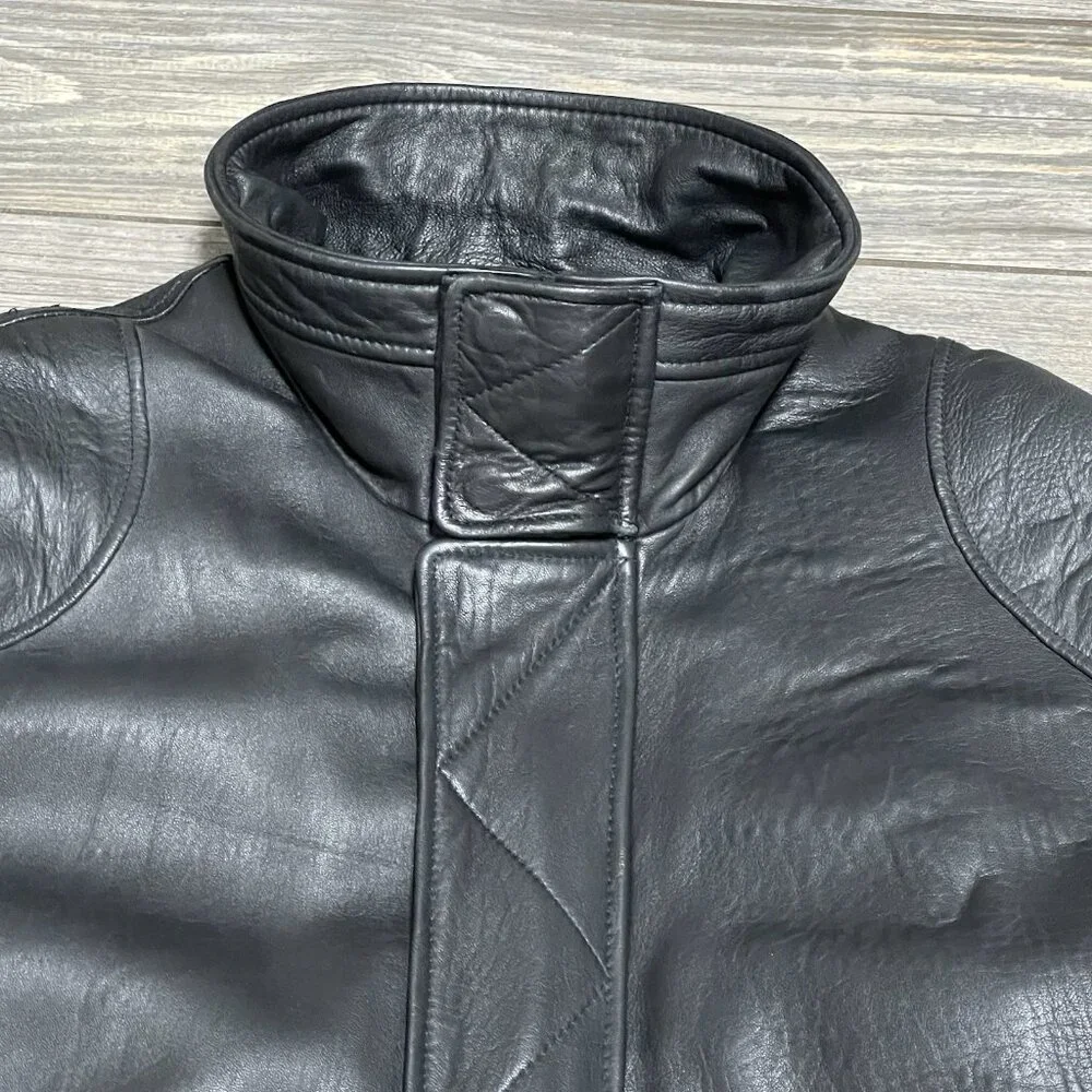 VTG John Ashford Leather Bomber Jacket Large Black Genuine New Zealand Lambskin - Picture 6 of 16